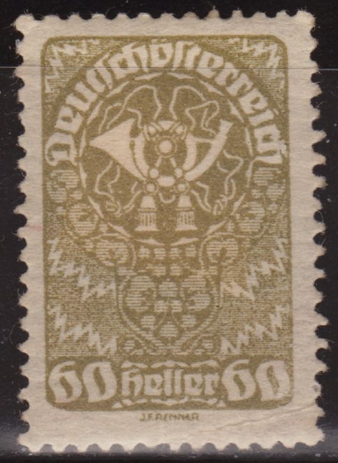 Austria 1919 Scott 216 Sello * Post Horn 60h Autriche Osterreich Preobliteré Matasello de Favor con charnela